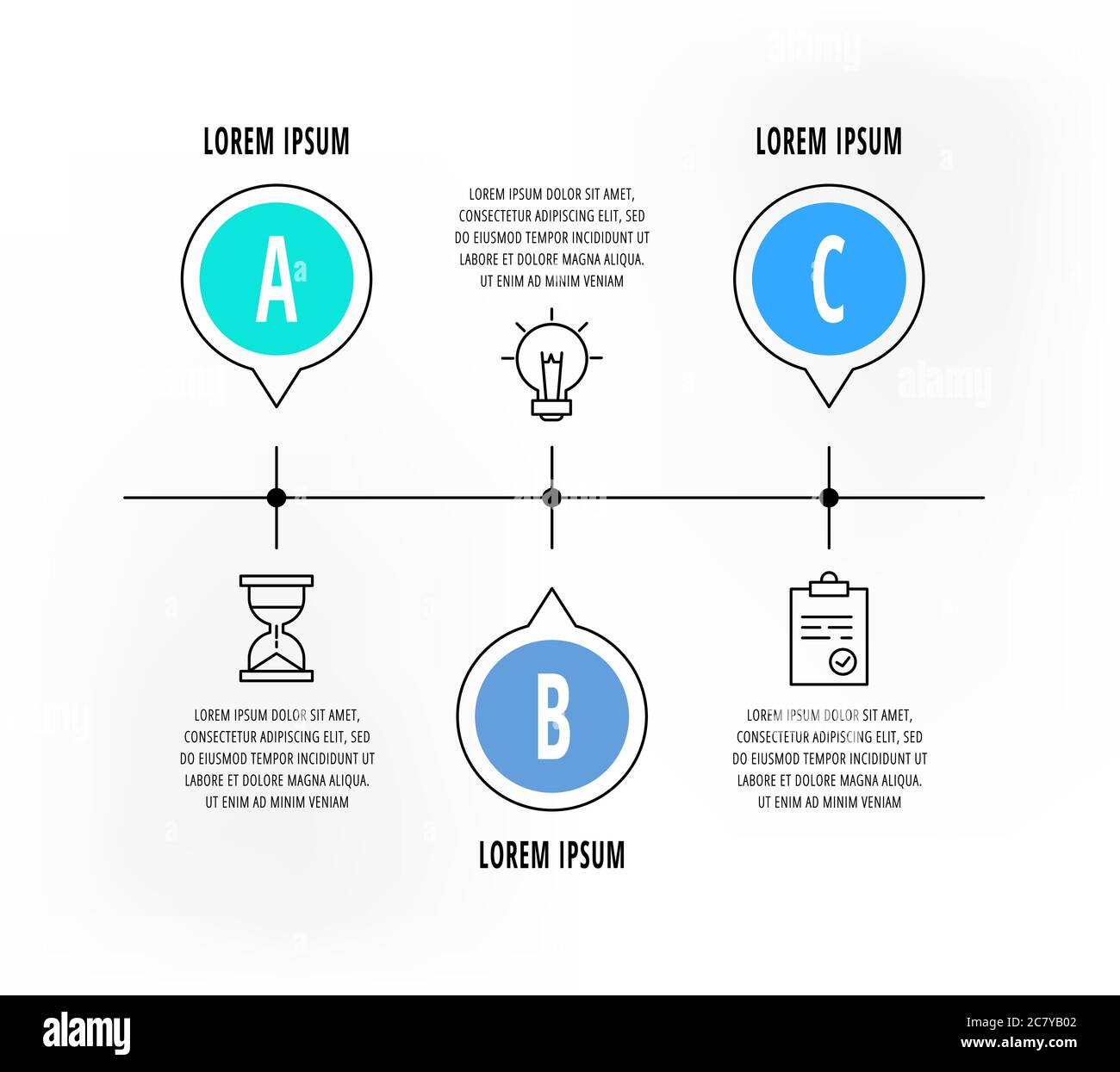 Infographics circles with 3 steps, icons. Flat line vector template ...