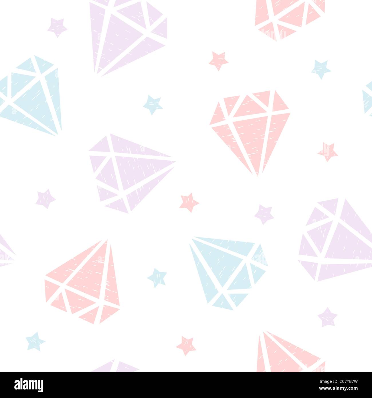 Childish seamless pattern with diamonds and stars. Creative texture for fabric and textile Stock Vector