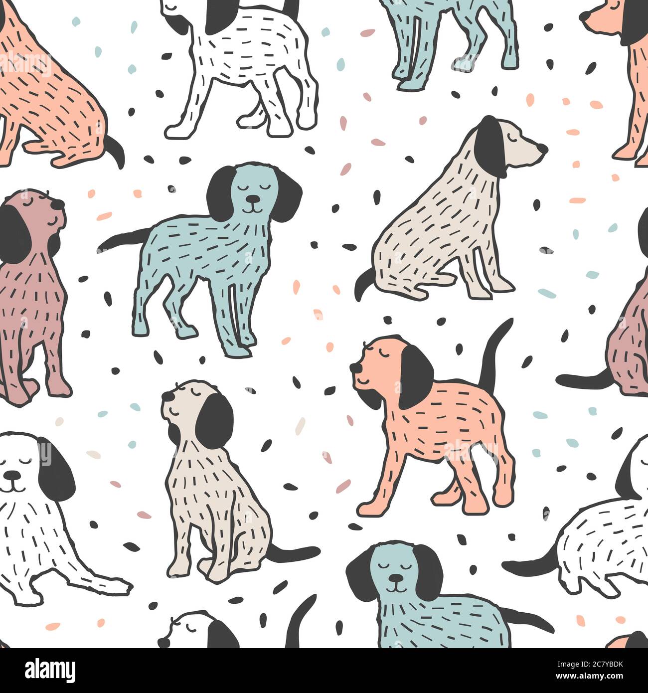 Childish seamless pattern with dogs. Cute baby design for kids fabric ...