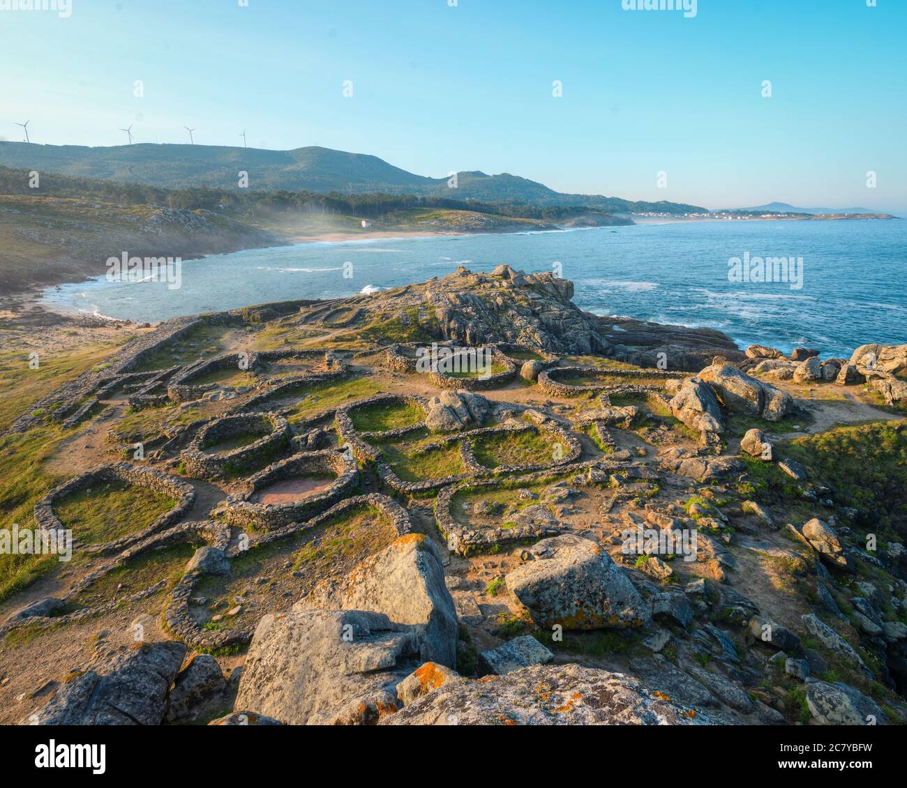 Archaeological site of the Celtic fortress of Baronha in Porto do Son Galicia Stock Photo