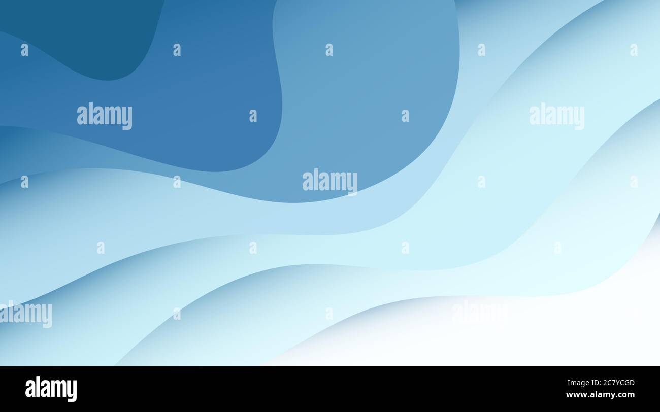 Abstract blue water wave paper 3d fluid layer vector background Stock Vector