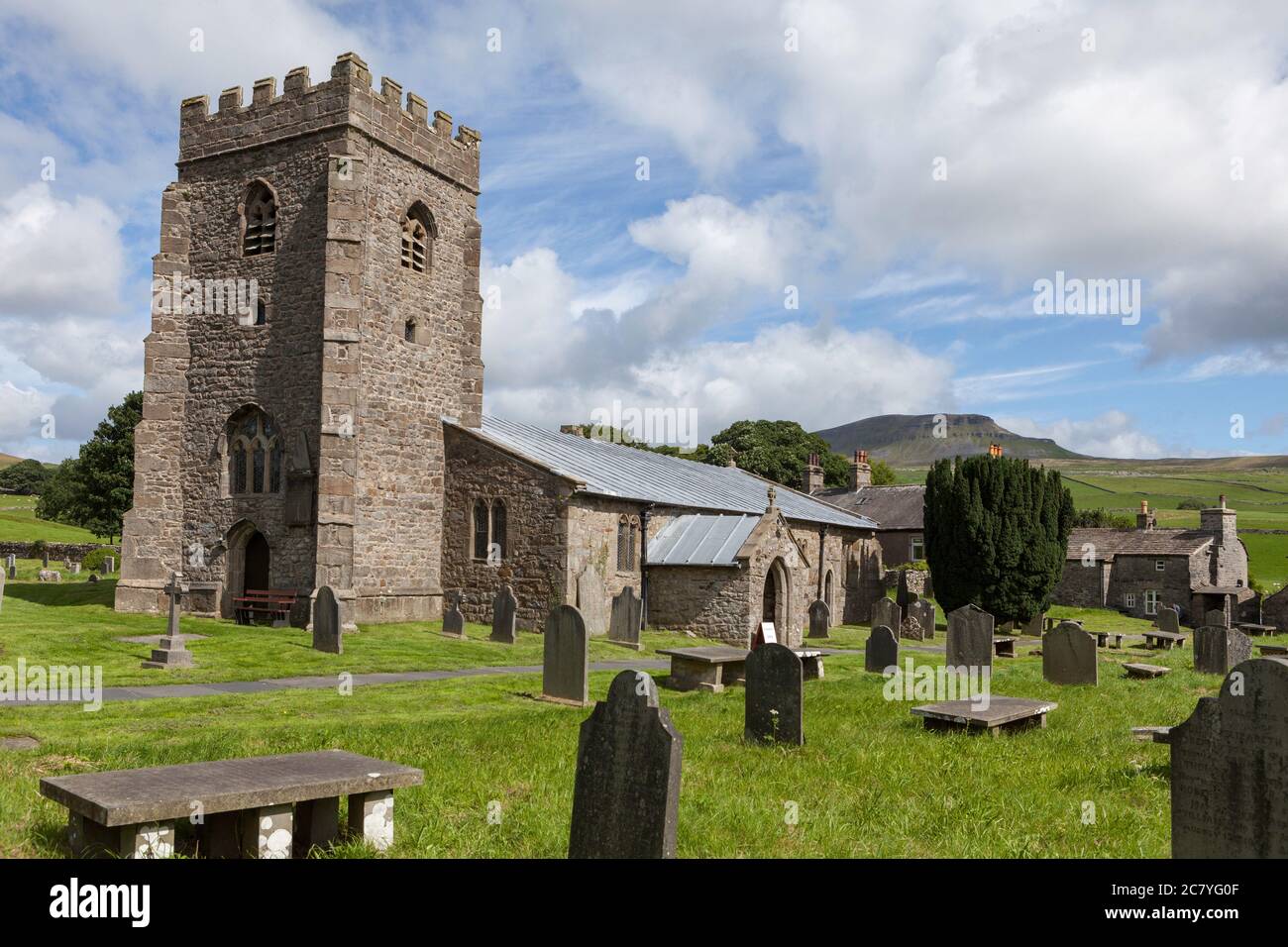 St. Oswald's parish church in the Yorkshire Dales village of Horton in Ribblesdale Stock Photo