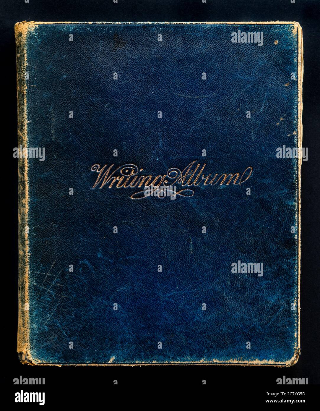 Victorian lady's writing album also known as a victorian autograph book with blue cover - UK Stock Photo