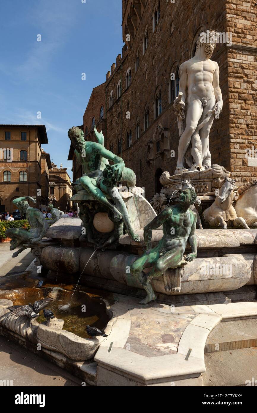 Florence, Italy September 8, 2011 Fountain of Neptune by Bartolomeo