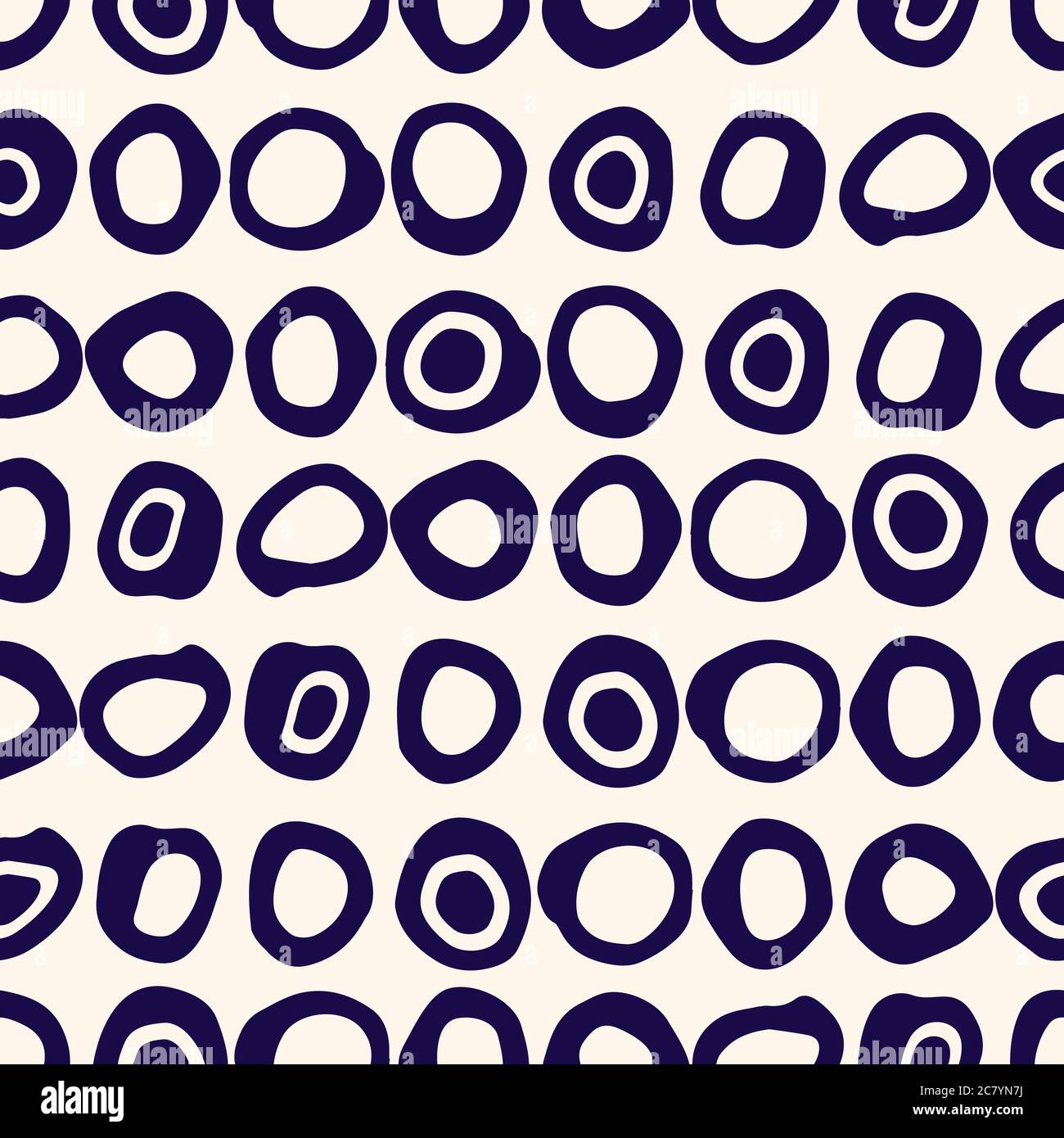 Retro Irregular Shaped Circles Set Vector Seamless Pattern. Modern Mid-Century Abstract Polka Dot Geometric Background Stock Vector