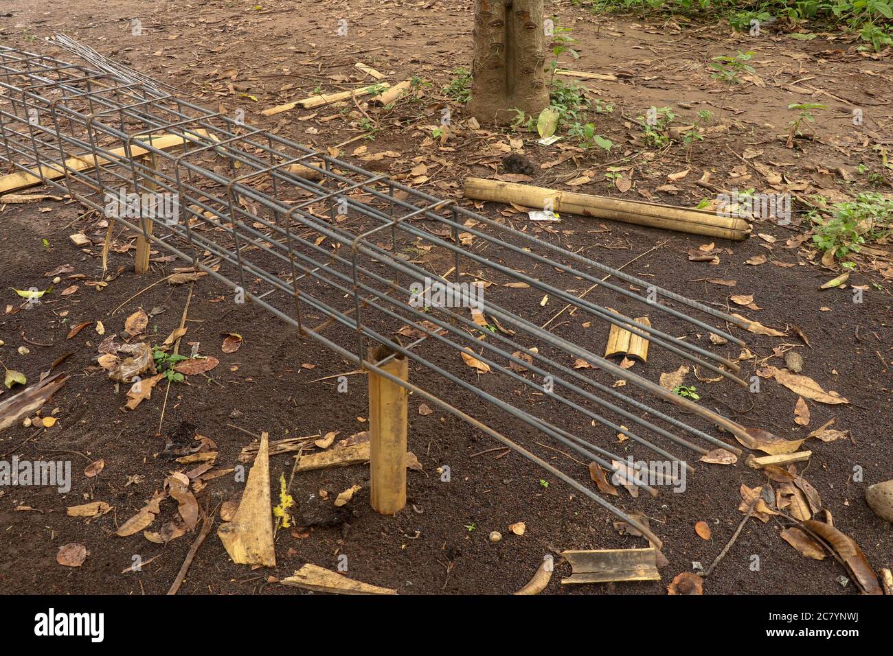 Deformed steel fastened with steel wire, Wire truss scheme for making