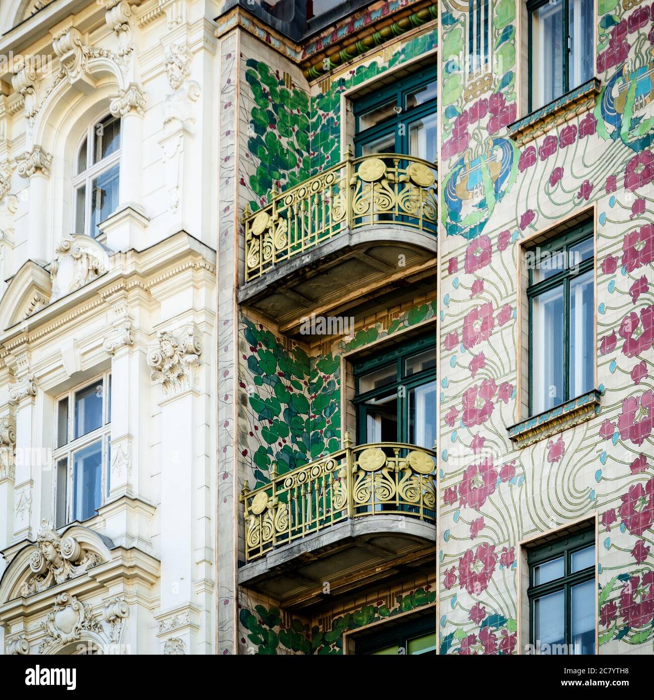 The Majolica House (Majolikahaus) with its floral ornamentation near ...