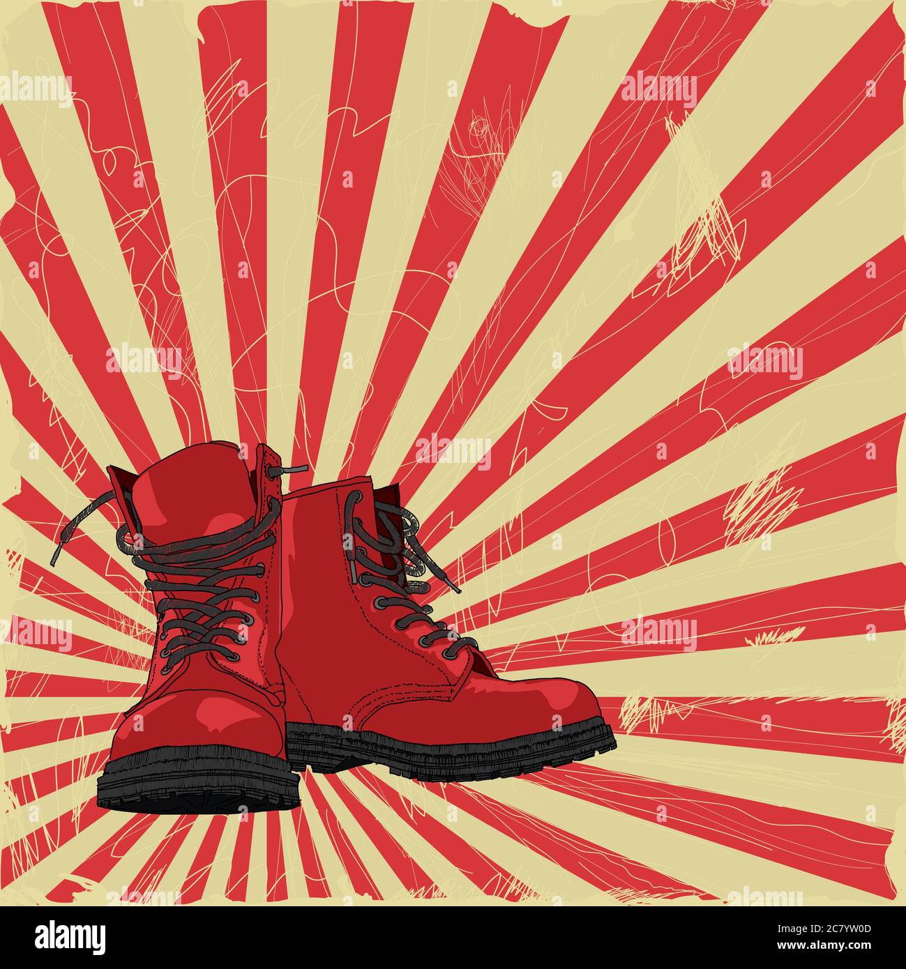 Pair of handdrawn boots on grungy background Stock Photo Alamy