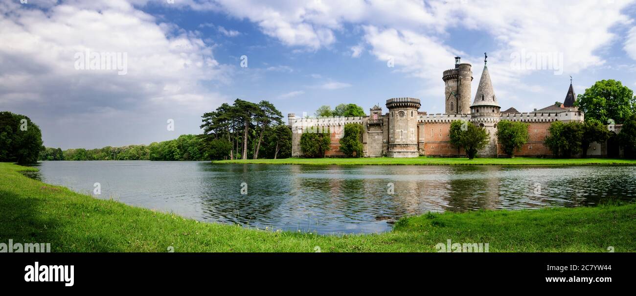 Laxenburg castle (Franzensburg) near Vienna (Austria) with its english landscape gardens Stock Photo