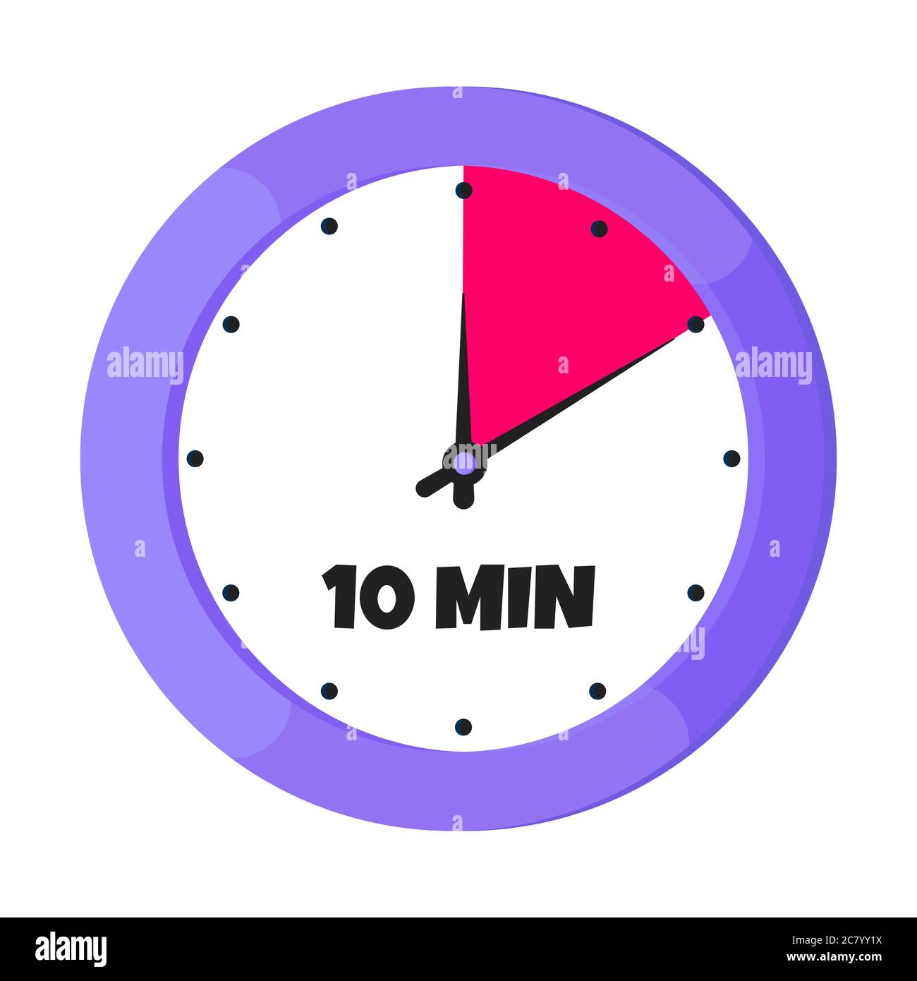 Ten minutes on analog clock face flat style design vector