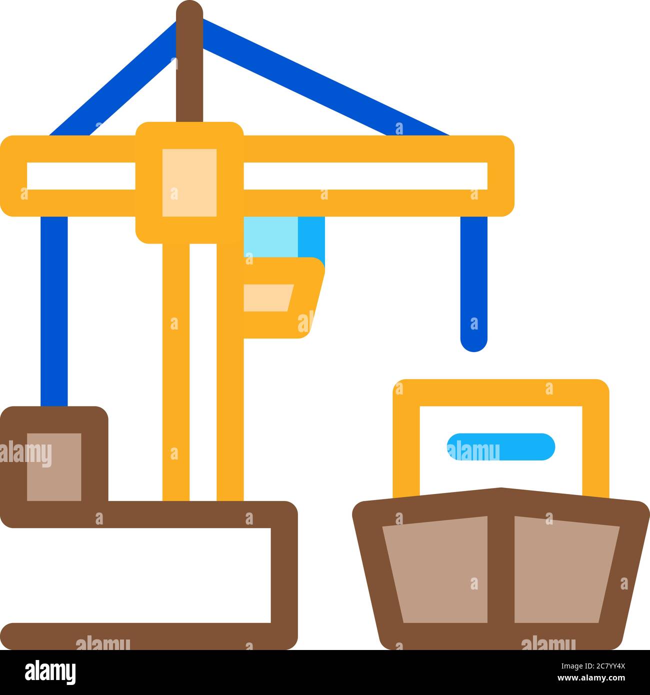 port crane and ship icon vector outline illustration Stock Vector Image ...