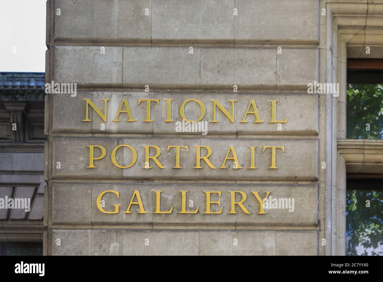 National Portrait Gallery sign and logo outside the building in London, England, UK Stock Photo