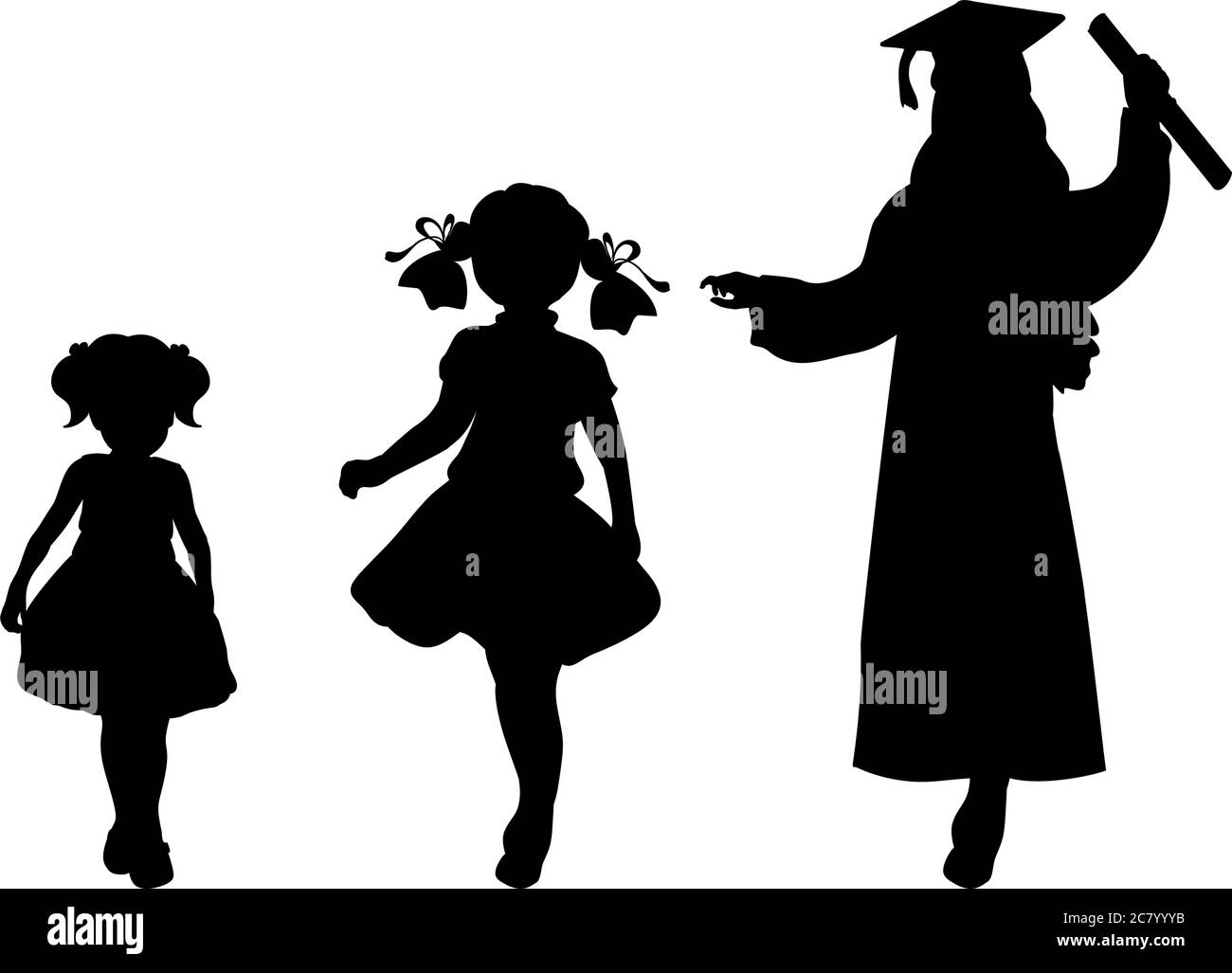 Silhouette of graduate growing up. Baby girl young woman Stock Vector Image  & Art - Alamy