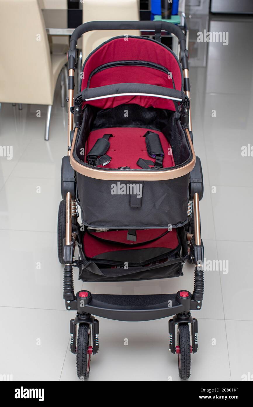 baby stroller newborn modern transport safety view Stock Photo
