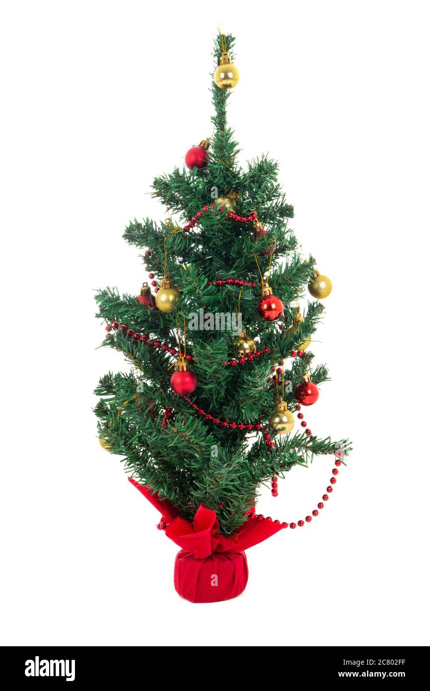 decorated christmas tree isolated on white background Stock Photo - Alamy