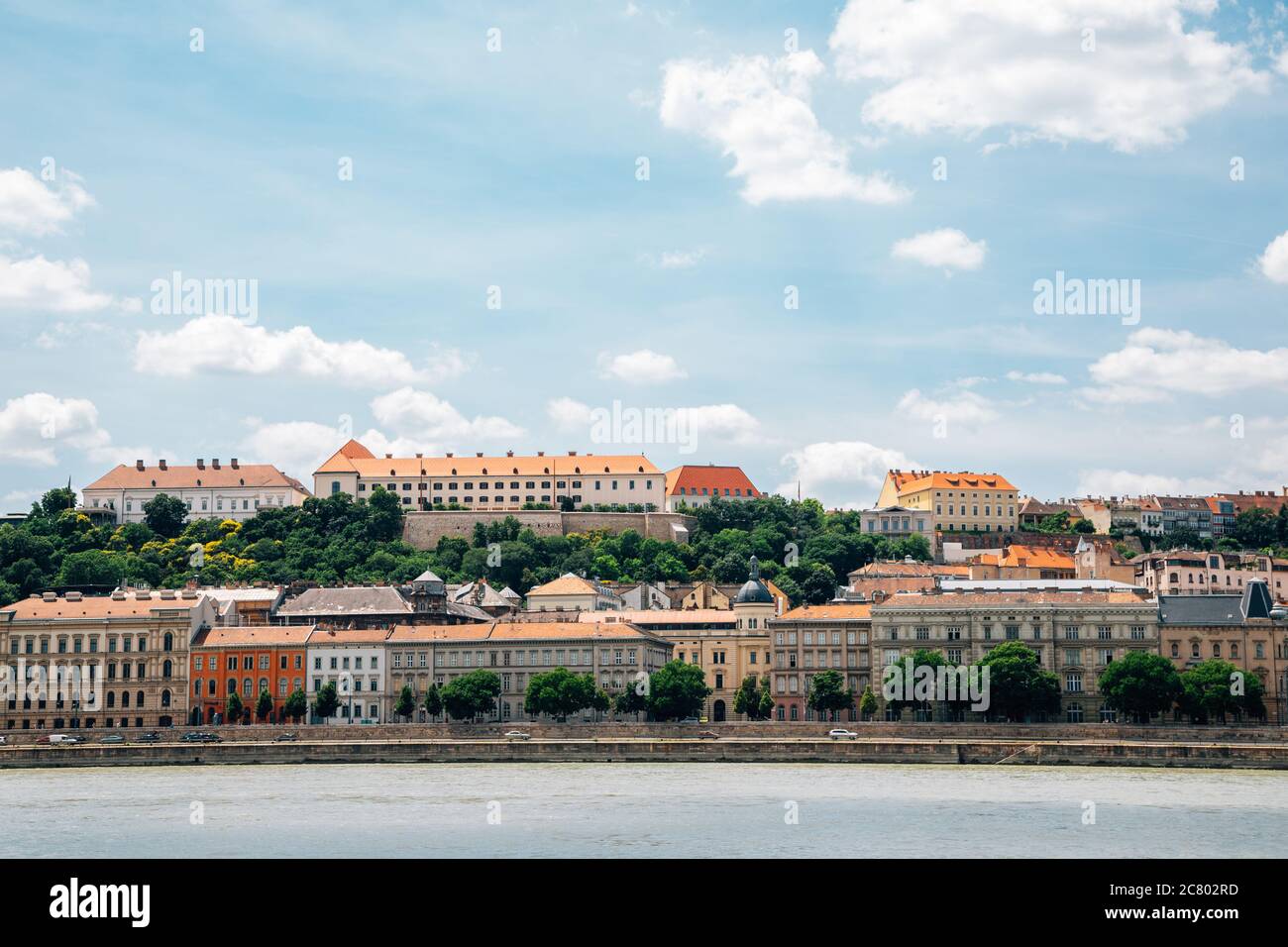 Buda castle district medieval buildings with Danube river in Budapest, Hungary Stock Photo