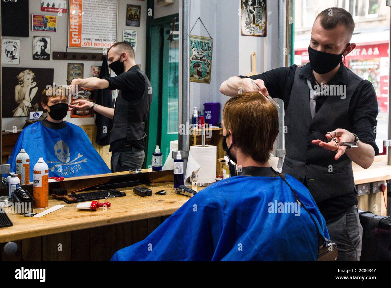 Scenes inside "Barber shop" in Edinburgh's Leith, for the first time