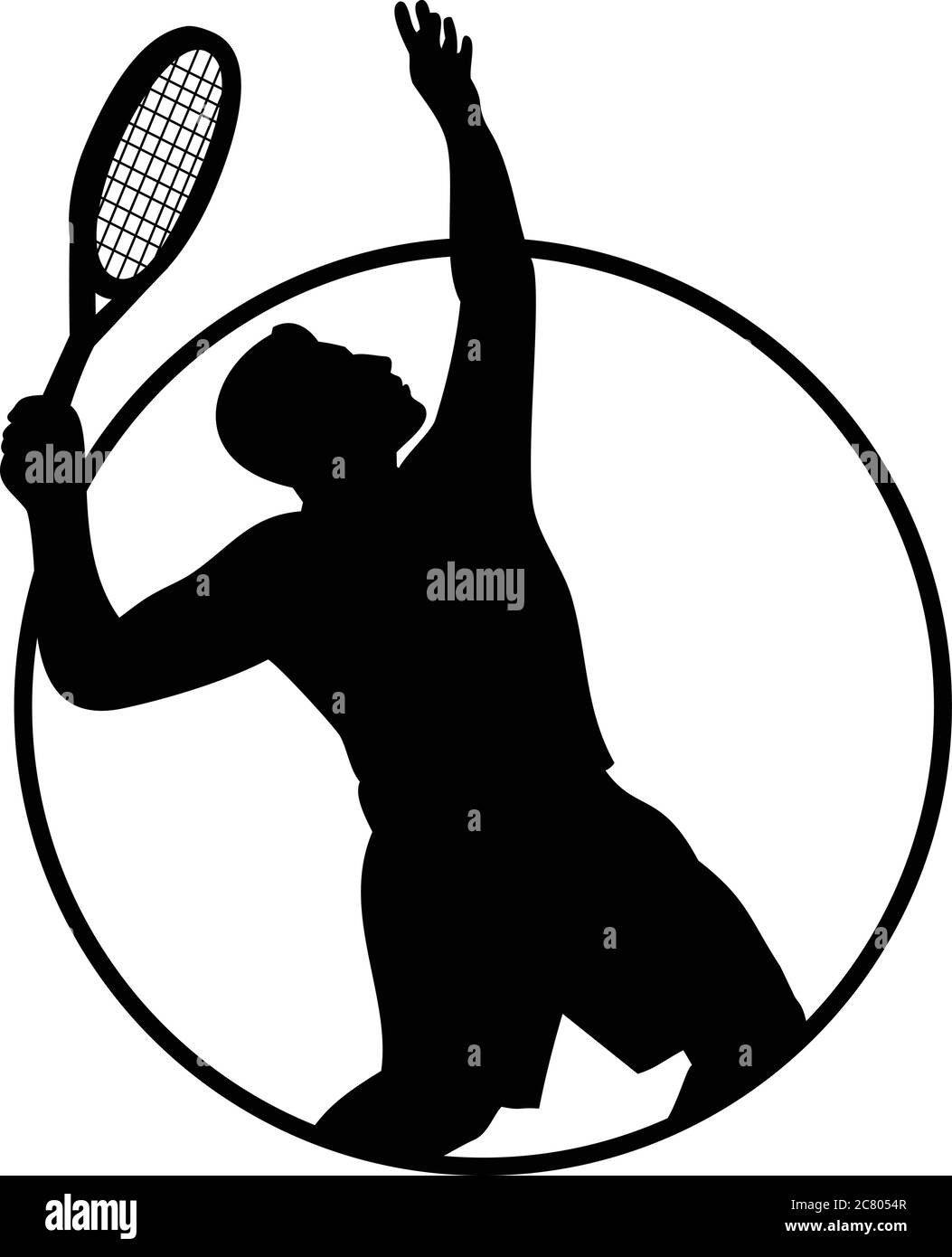 Retro style black and white illustration of a silhouette of a male ...