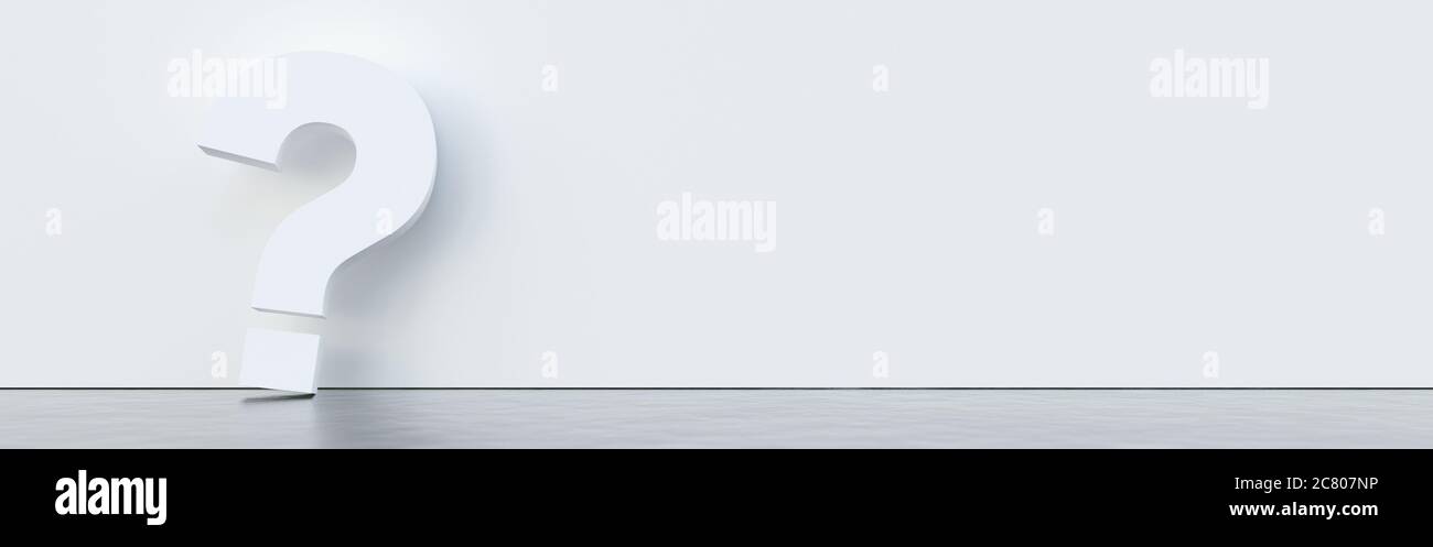 3D rendering of a white question mark - business support concept Stock ...