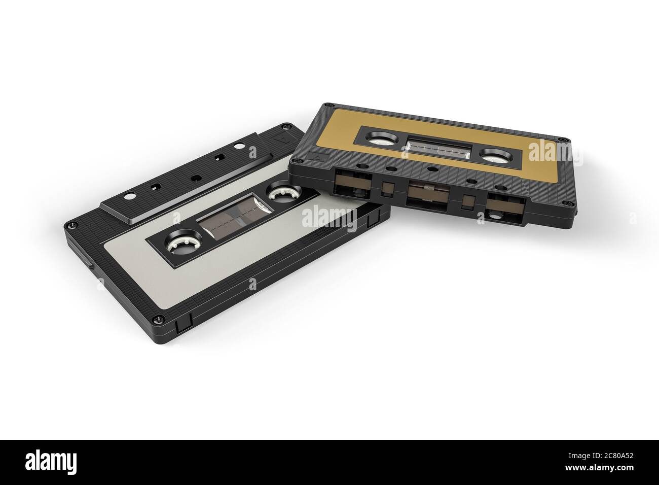 Two cassette tapes isolated on a white background 3d render Stock