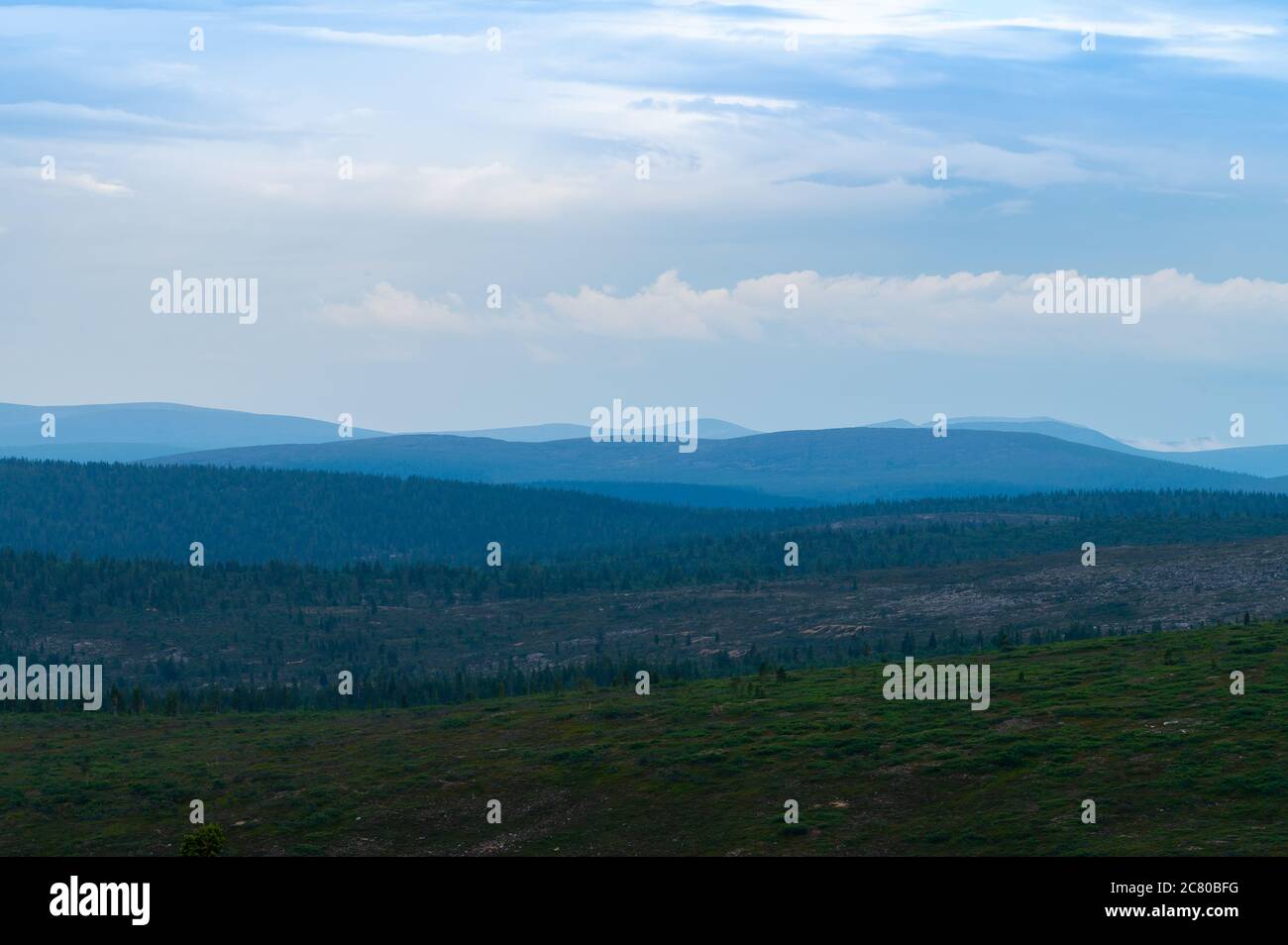 A beautiful natural view of the wilderness at the peak of Kaunispää ...