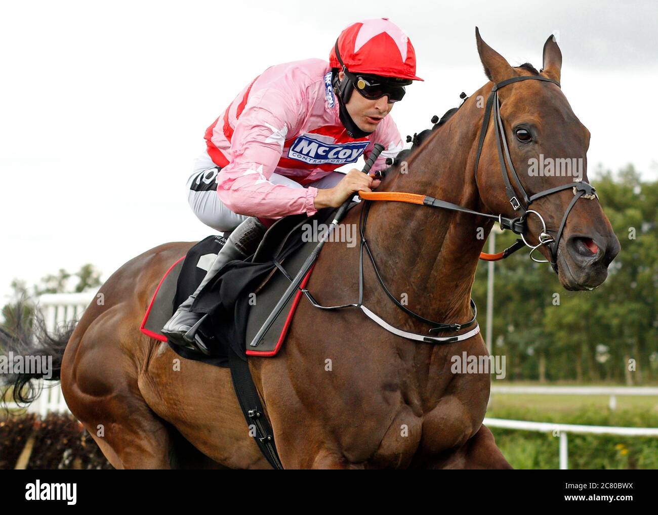 Sangha River and jockey Aidan Coleman win the Betway Novice Hurdle at Market Rasen Racecourse. Stock Photo