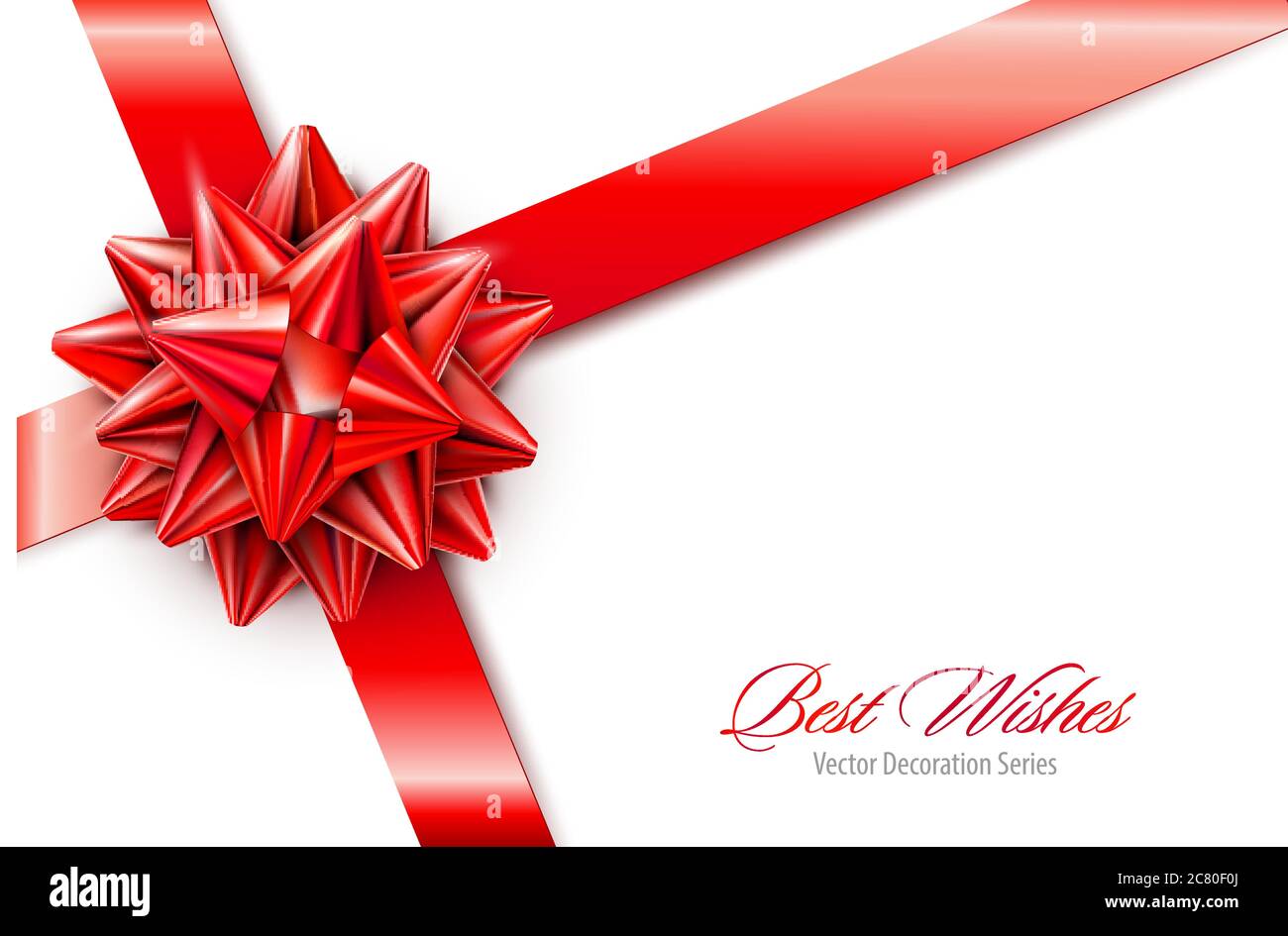 Vector Red Realistic Bow with Ribbons Isolated on Transparent Background Stock Vector
