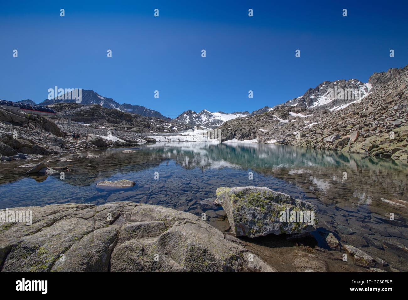 a beautiful wide angle picture of a small lake at the 'Ghiacciao della Presena', the Presena Glacier, Trentino, Italy Stock Photo
