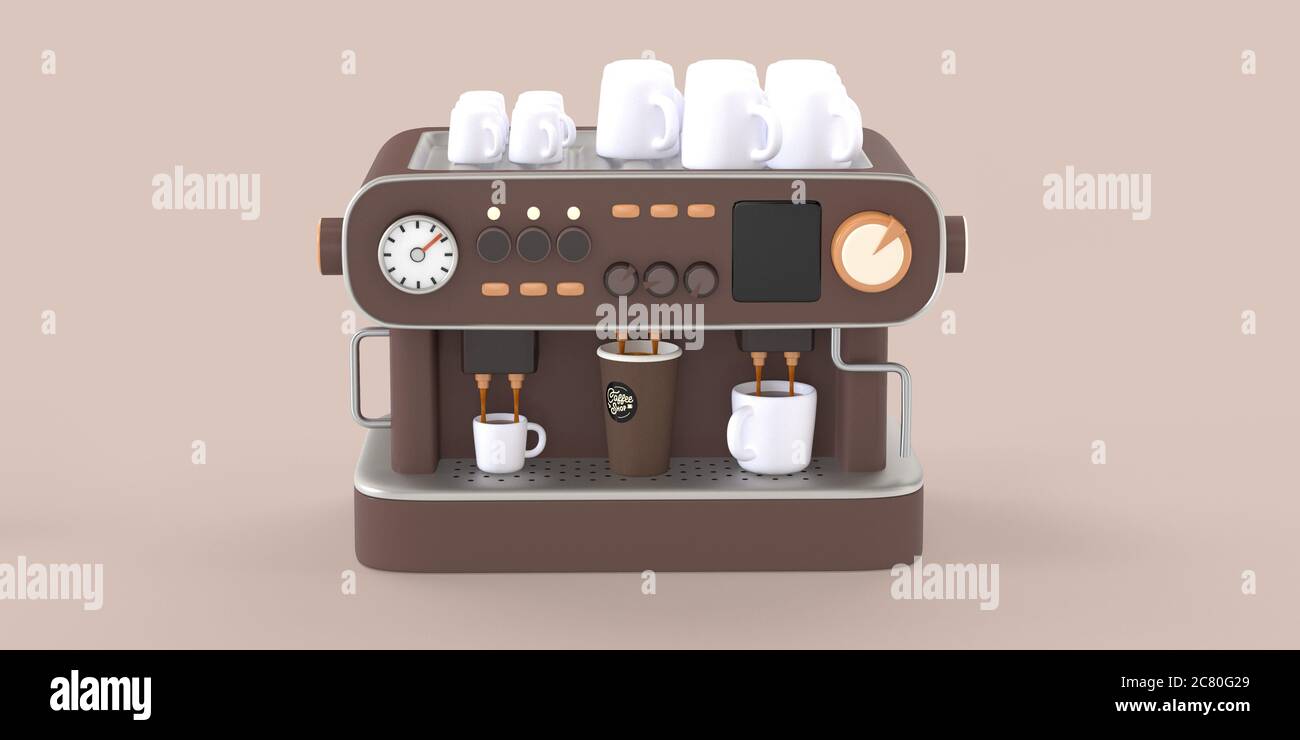 Coffee shop 3D render - coffee machine -modern concept digital ...