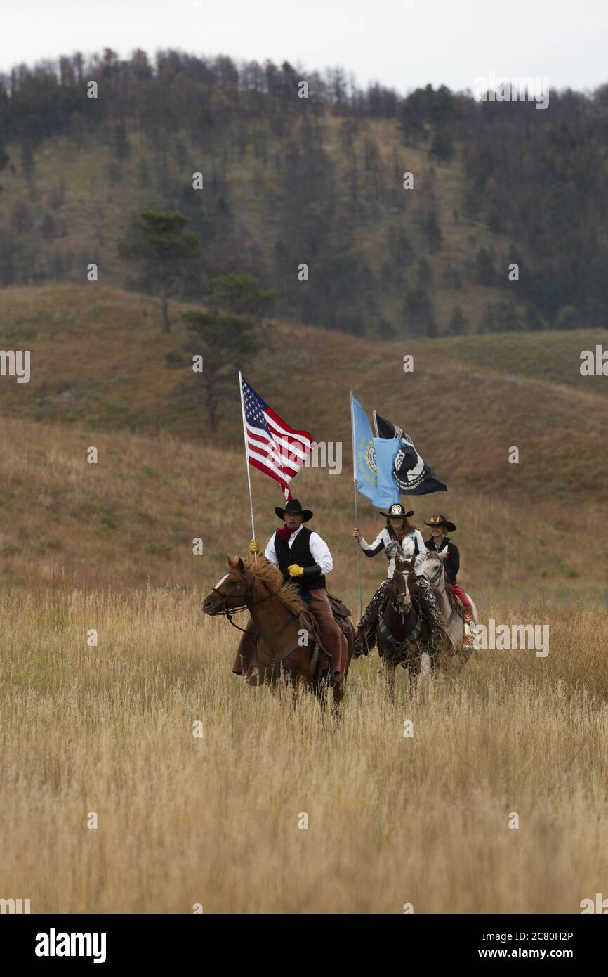 Custer national park buffalo bison roundup America South Dakota rider