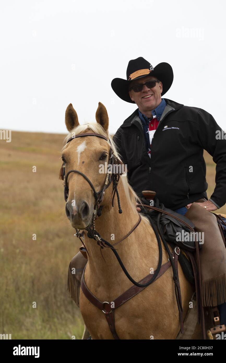 Custer national park buffalo bison roundup America South Dakota rider ...
