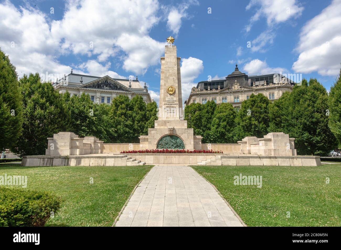 The controversial Soviet Red Army Liberation Memorial on Szabadsag ter in Budapest, Hungary Stock Photo