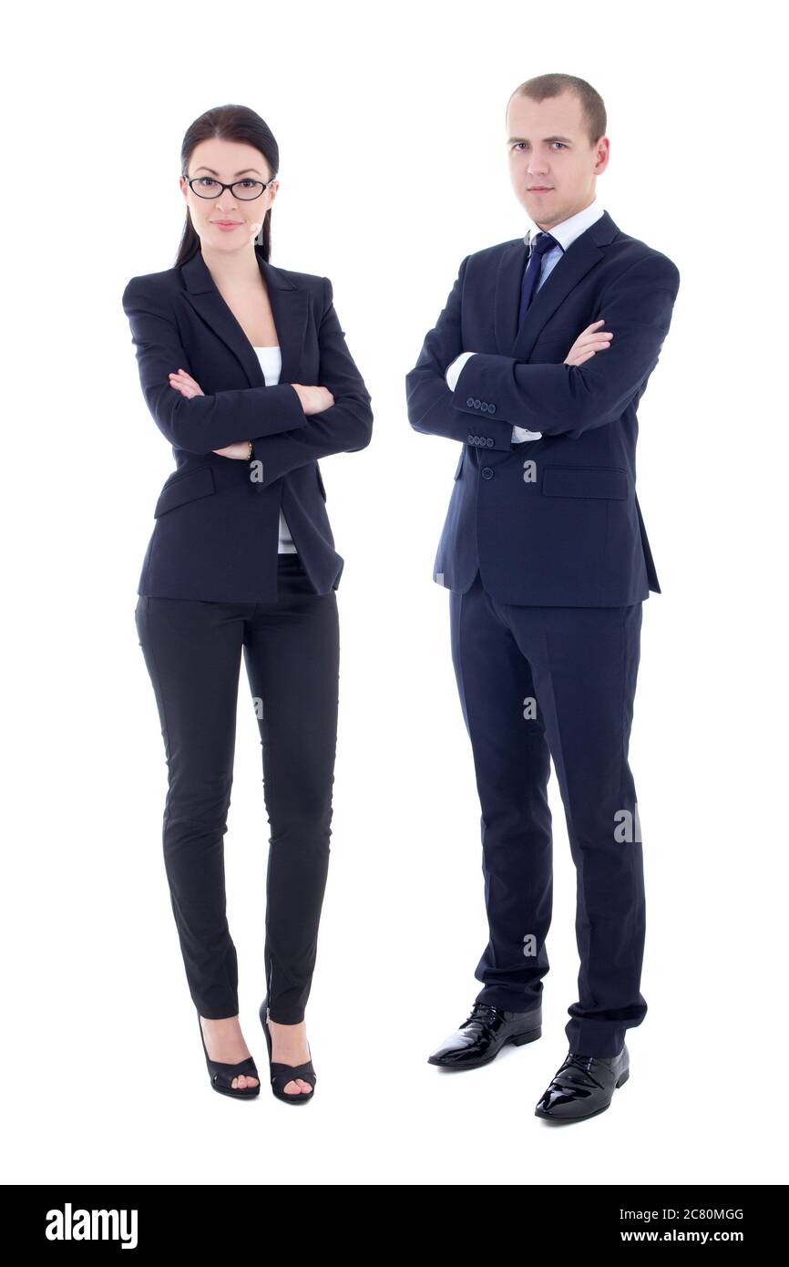 full length portrait of young handsome man and beautiful woman in ...