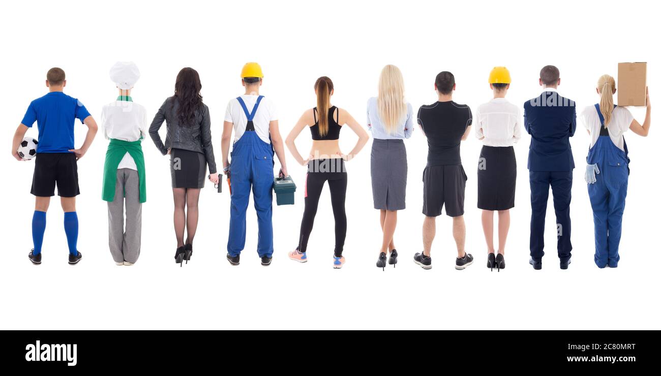 set of diverse people back view isolated on white background Stock ...