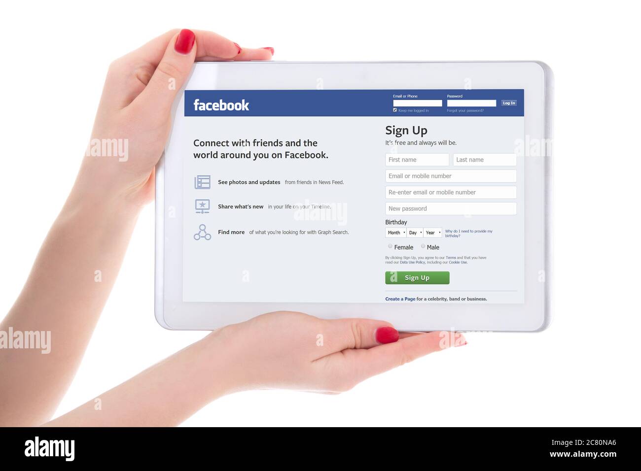 Facebook login screen tablet hi-res stock photography and images - Alamy