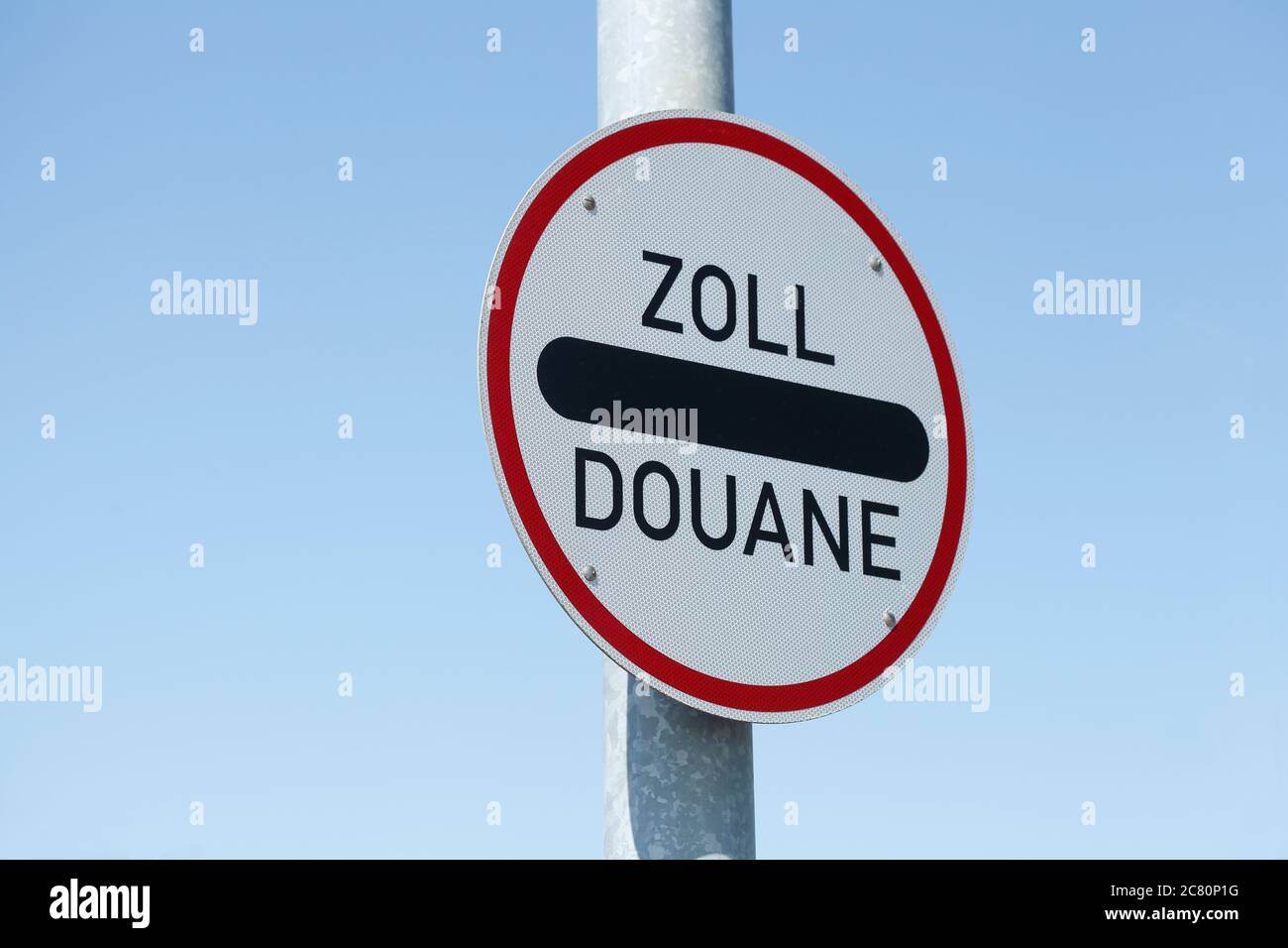 Schild  Zoll, Douane, Grenzschild, Deutschland, Europa Stock Photo