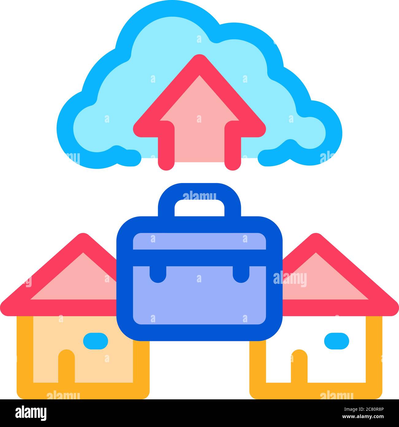 remote work with cloud store icon vector outline illustration Stock ...