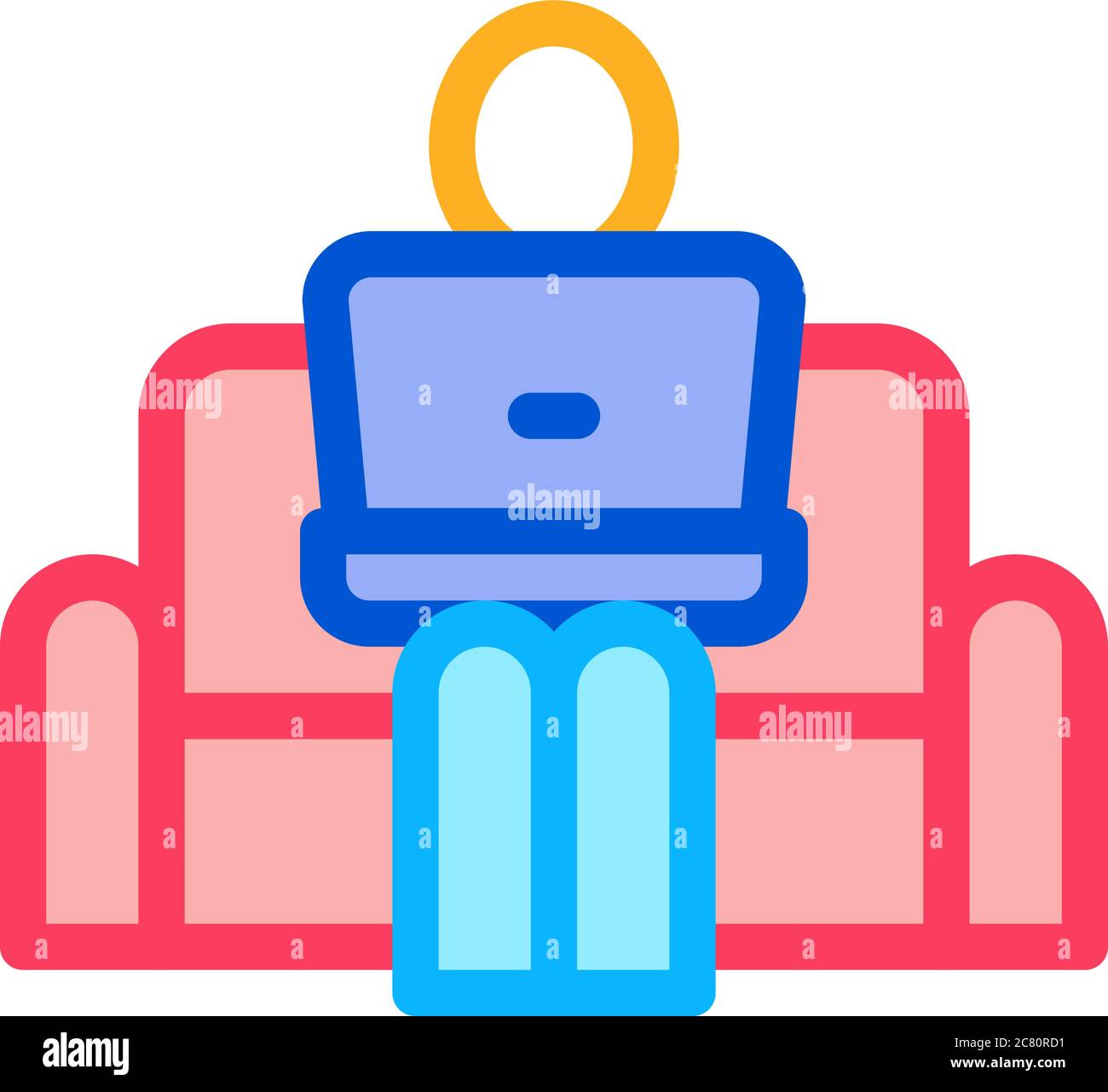 remote work on home couch icon vector outline illustration Stock Vector ...
