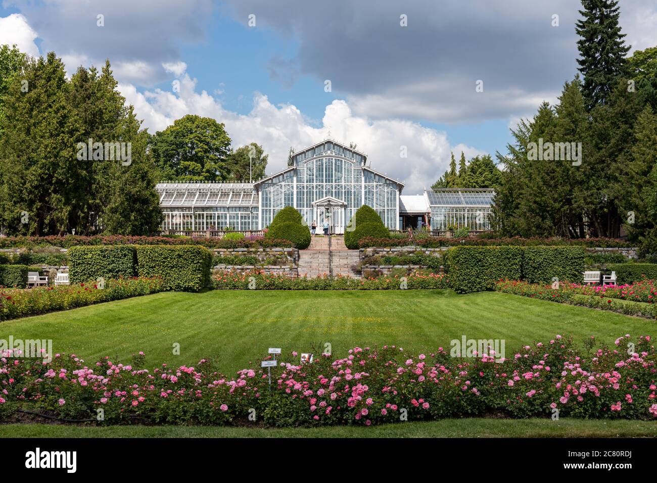 The Winter Garden conservatory behind Rose Garden in Helsinki, Finland ...