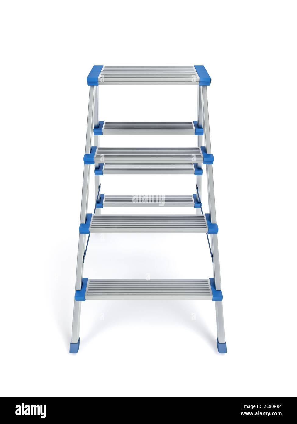 Small aluminum ladder on white background Stock Photo