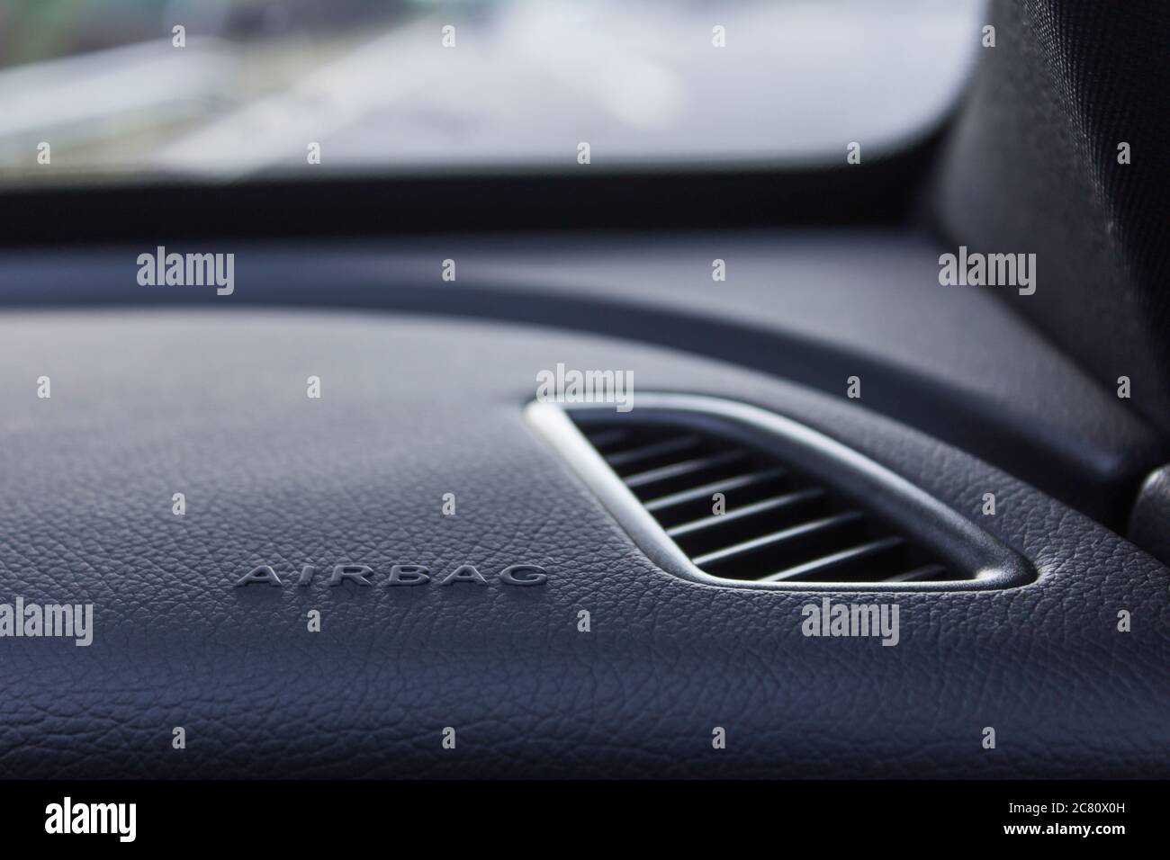 Car Airbag . Car Interior front glass Stock Photo