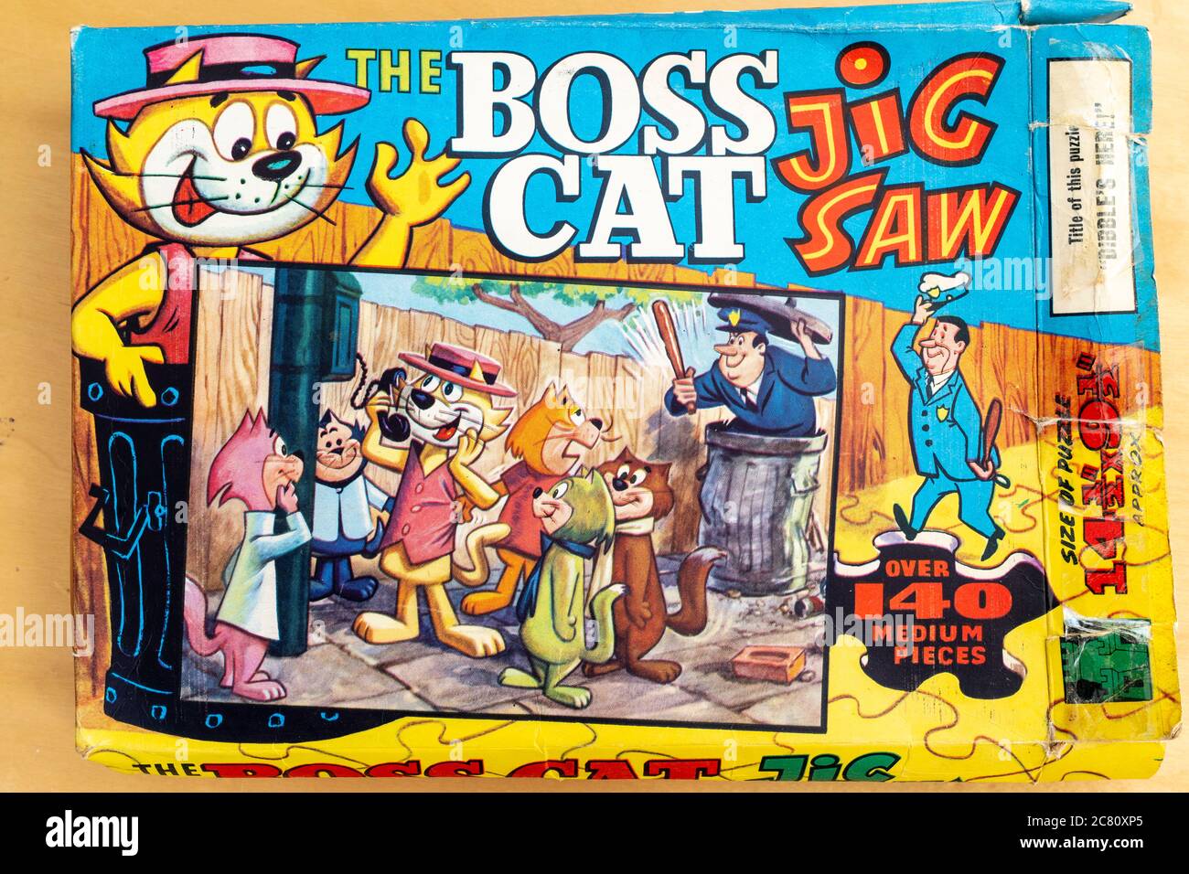 The Boss Cat jigsaw puzzle box from the 1960s. 'Dibble's Here!' children's  jigsaw puzzle of 140 pieces. Sign off from TV cartoon series Stock Photo -  Alamy