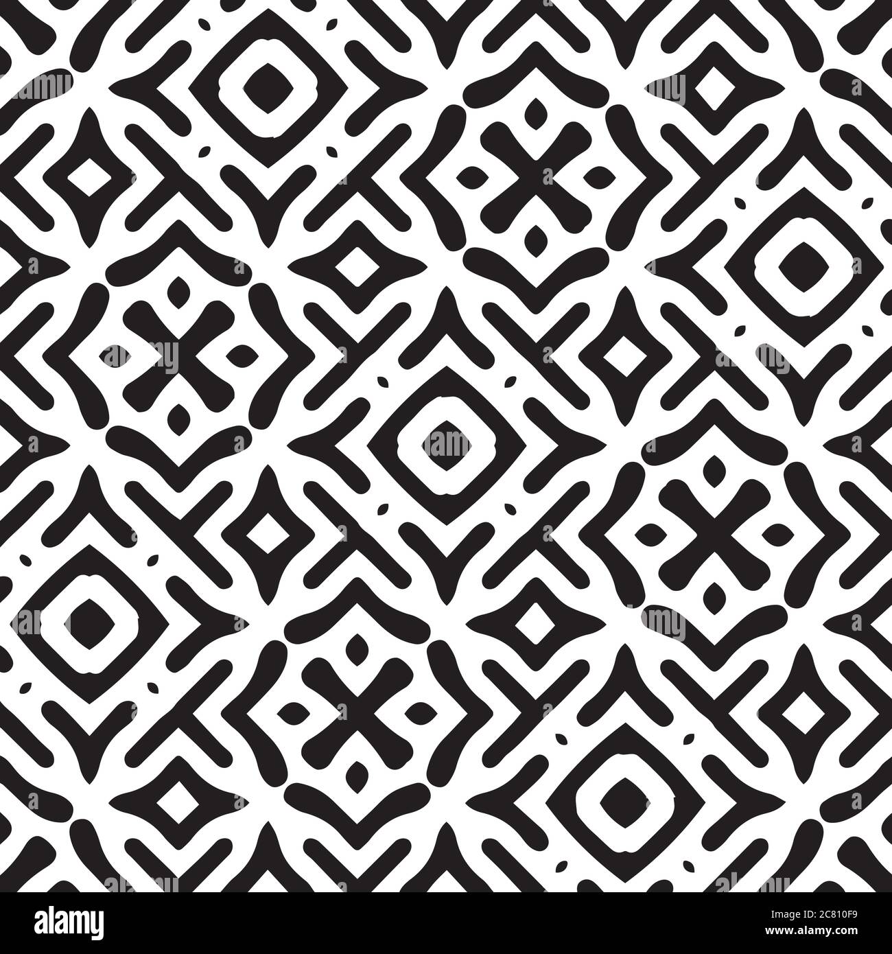 Intricate geometric pattern in classic black and white seamless pattern ...