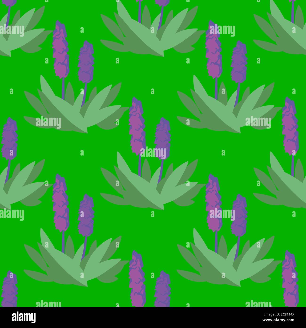 Vector seamless pattern with flowers violet color on green Stock Vector ...