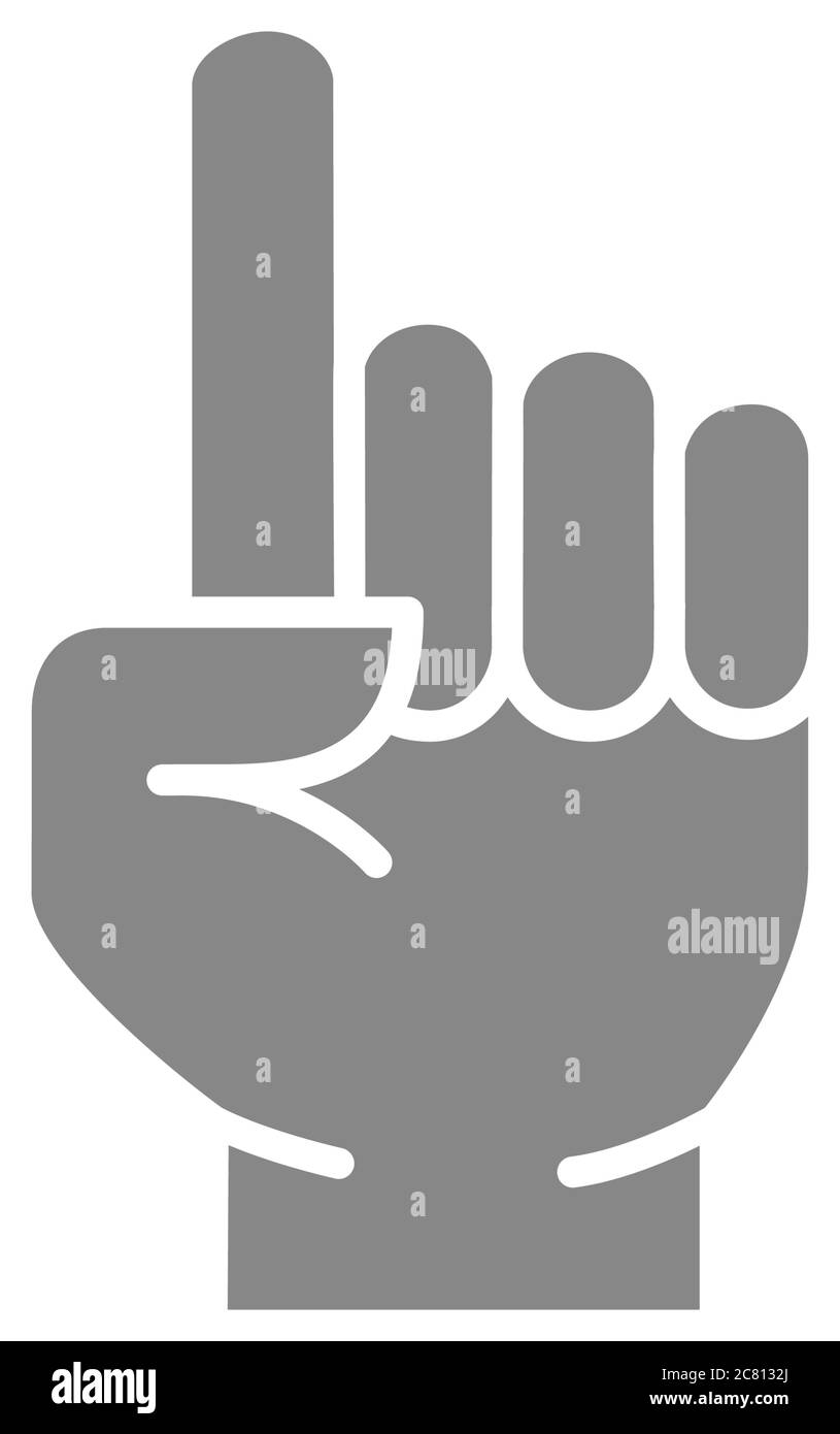 Index finger gesture gray icon. Attention symbol Stock Vector