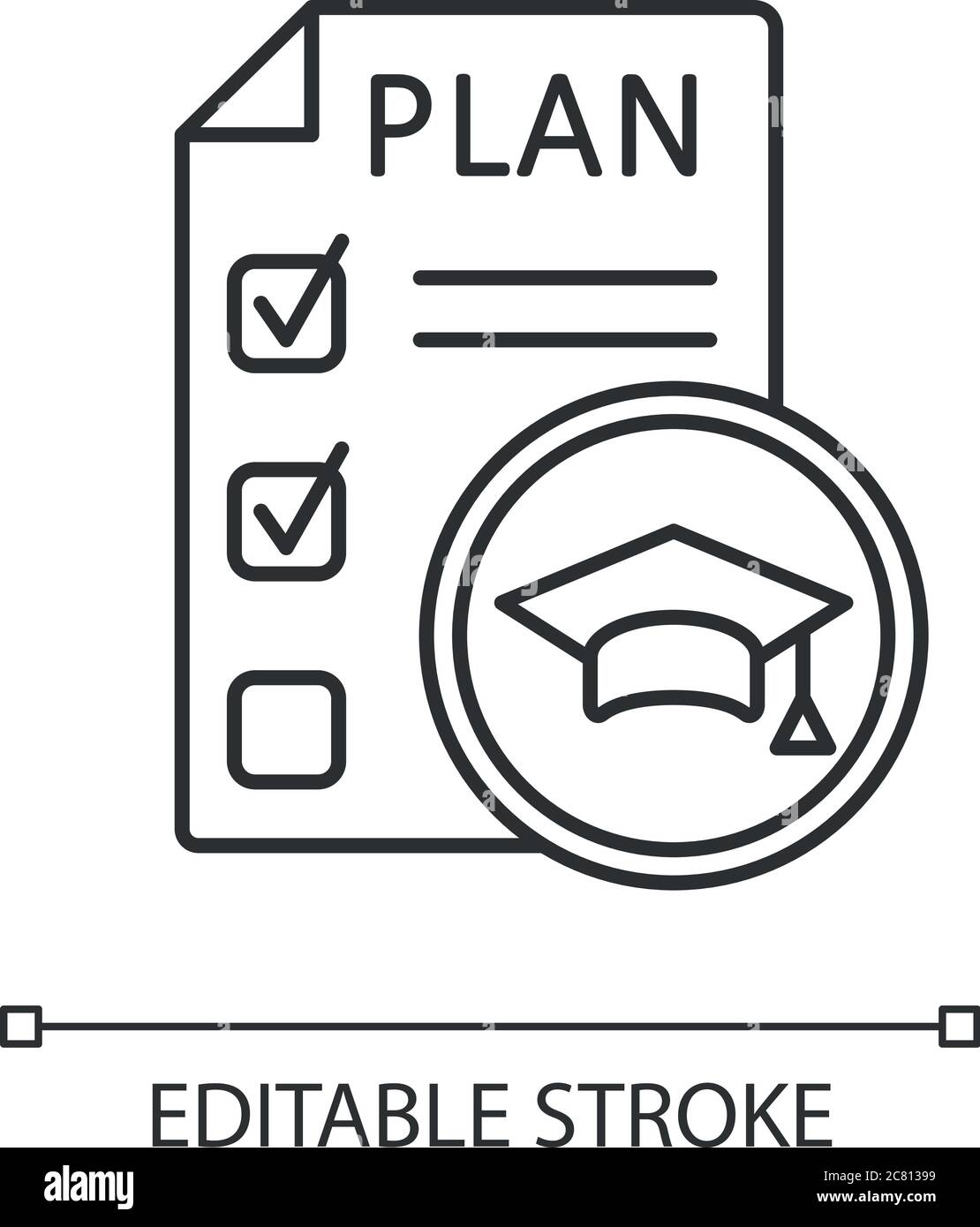 Syllabus pixel perfect linear icon. College courses list. Educational