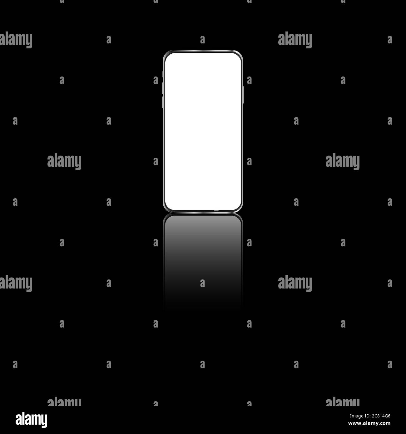 Realistic smartphone with blank screen on black background and