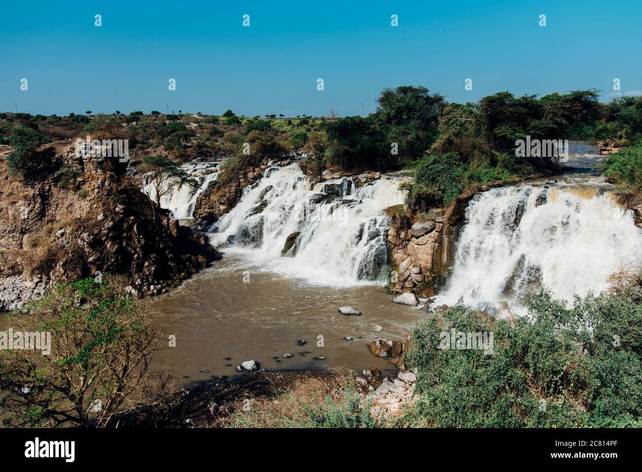 Large rocky waterfall as Awash Falls Lodge in Afar, Northern Ethiopia. Stock Photo