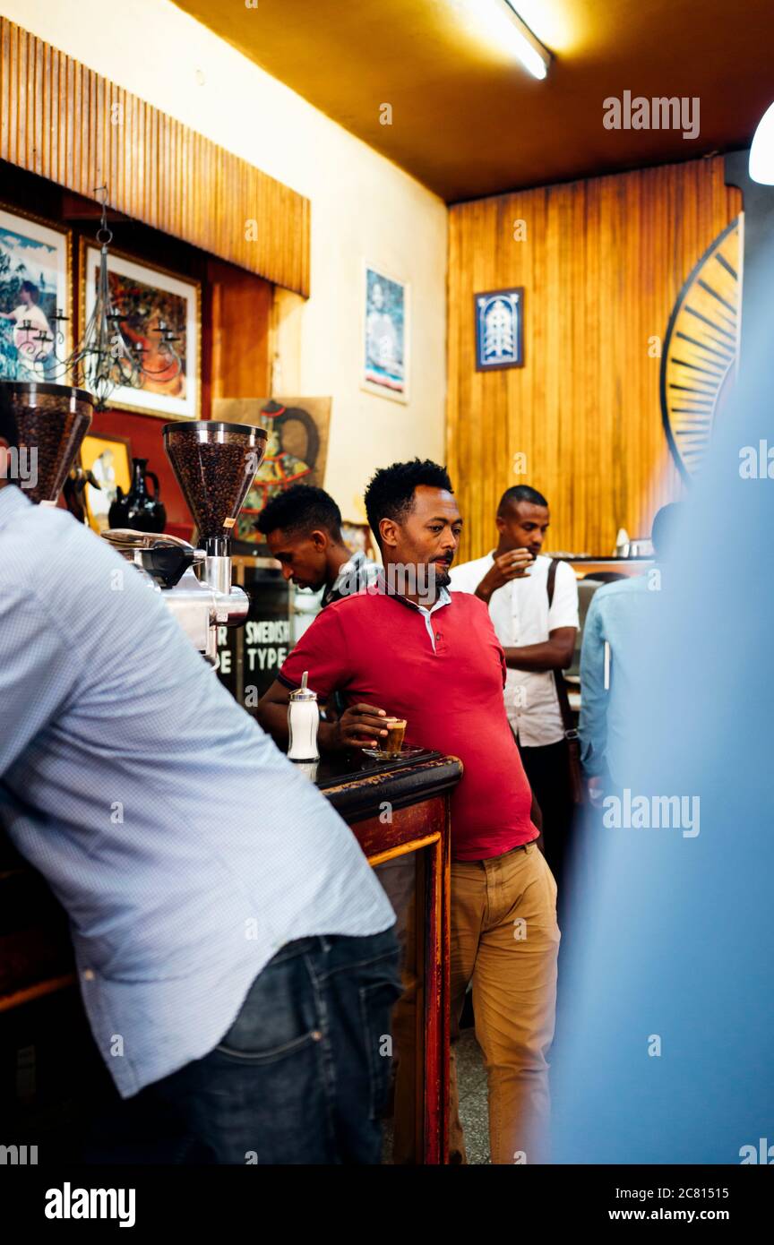 Tomoca Cafe and Coffee Shop in Addis Ababa, Ethiopia Stock Photo