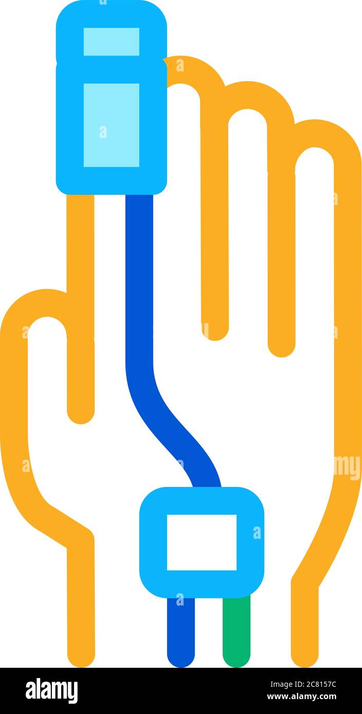 heart rate measurement tool on patient finger icon vector outline